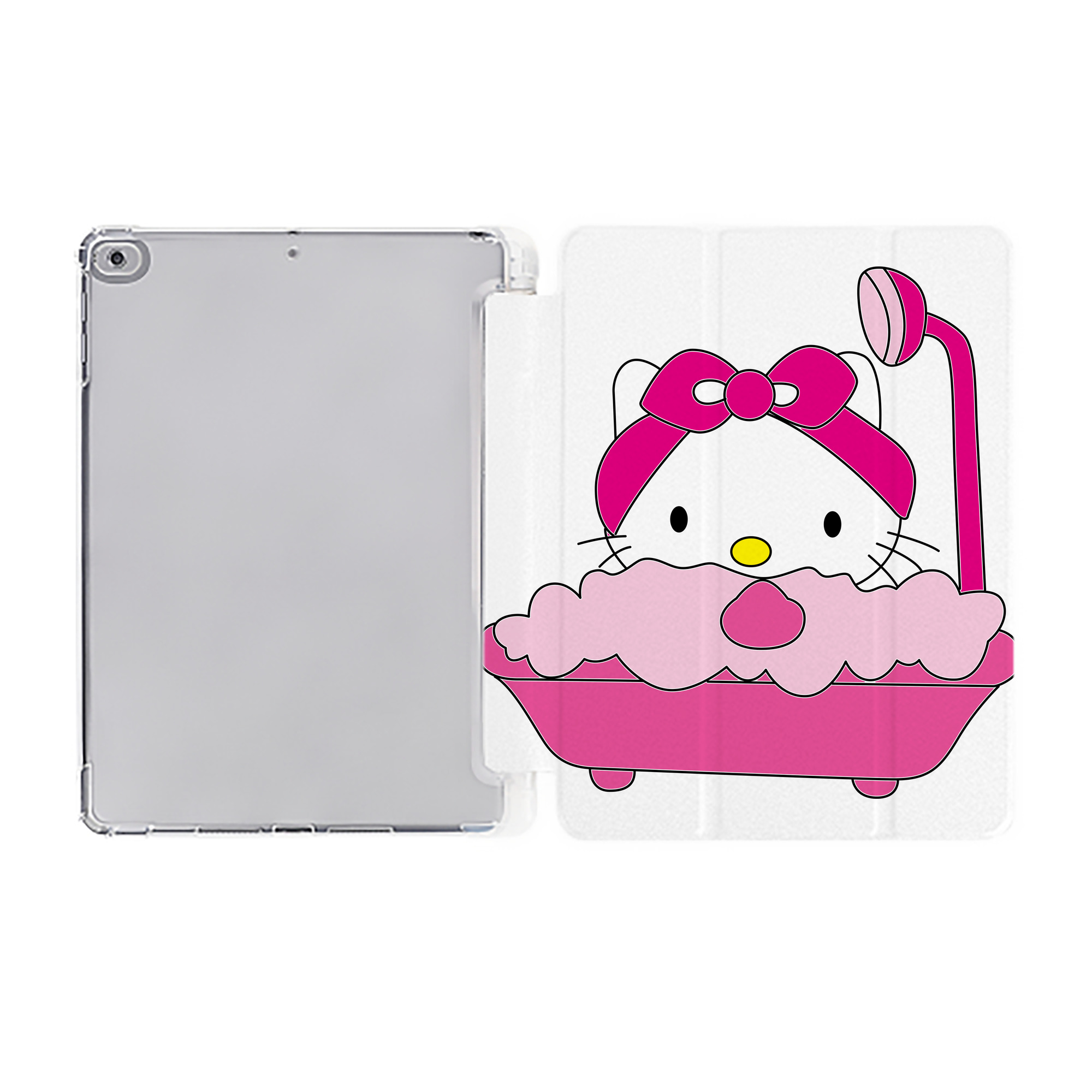 （画像用） Hello Kitty ハローキティ IPad ケース ペン収納付き 三つ折りスタンド PUレザー×シリコン 対応機種9.5/10.5/10.9インチ